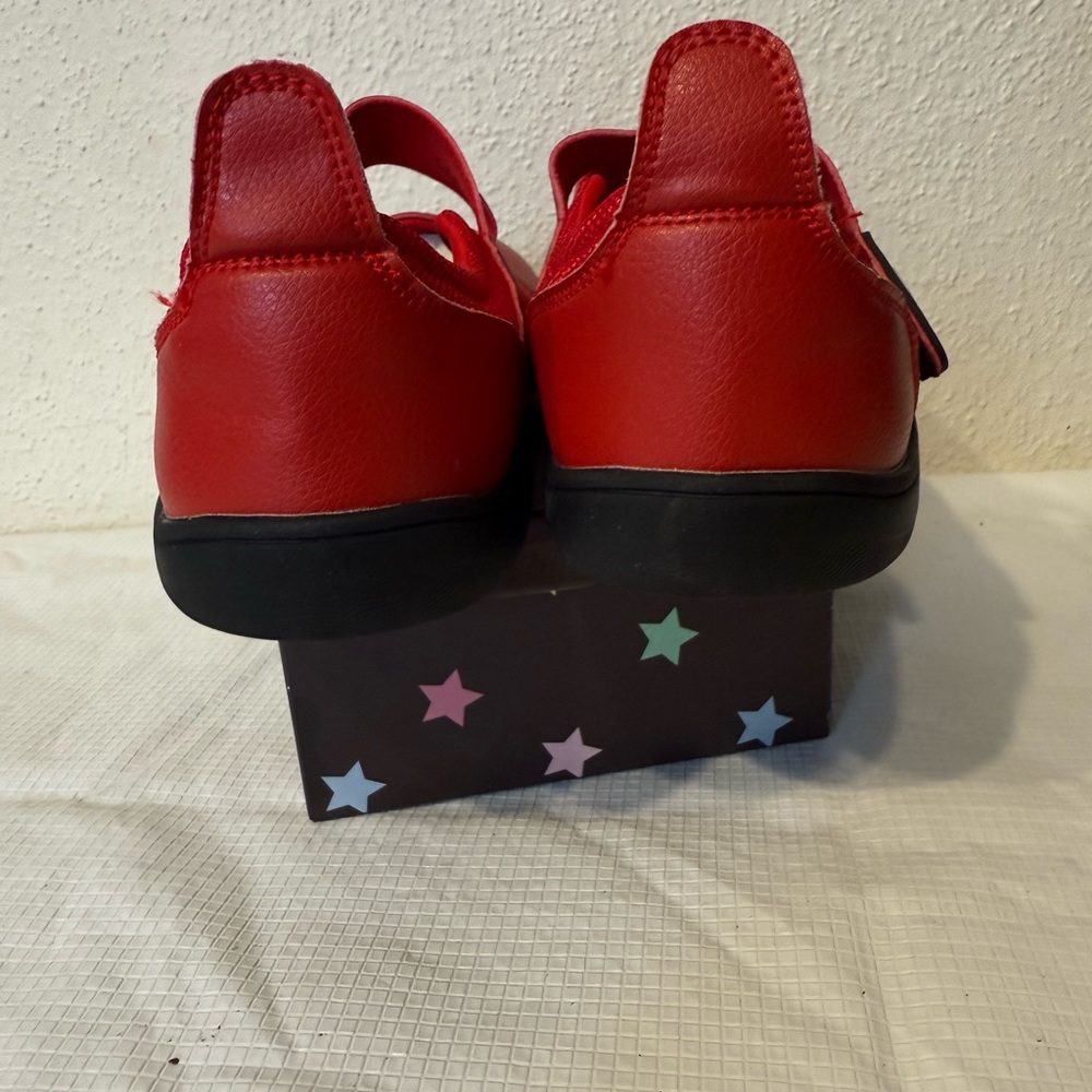 Red and Black Mary Jane Flats with Strap - Picture 3 of 16